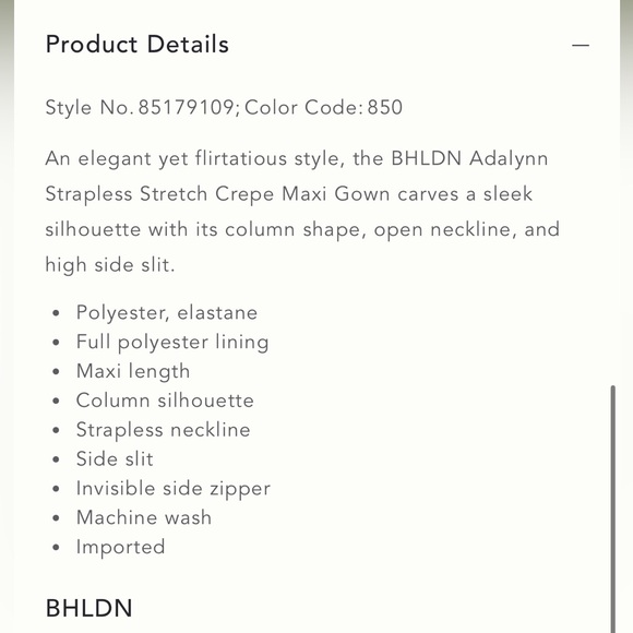 BHLDN ADALYNN STRAPLESS STRETCH CREPE MAXI GOWN - Picture 6 of 7